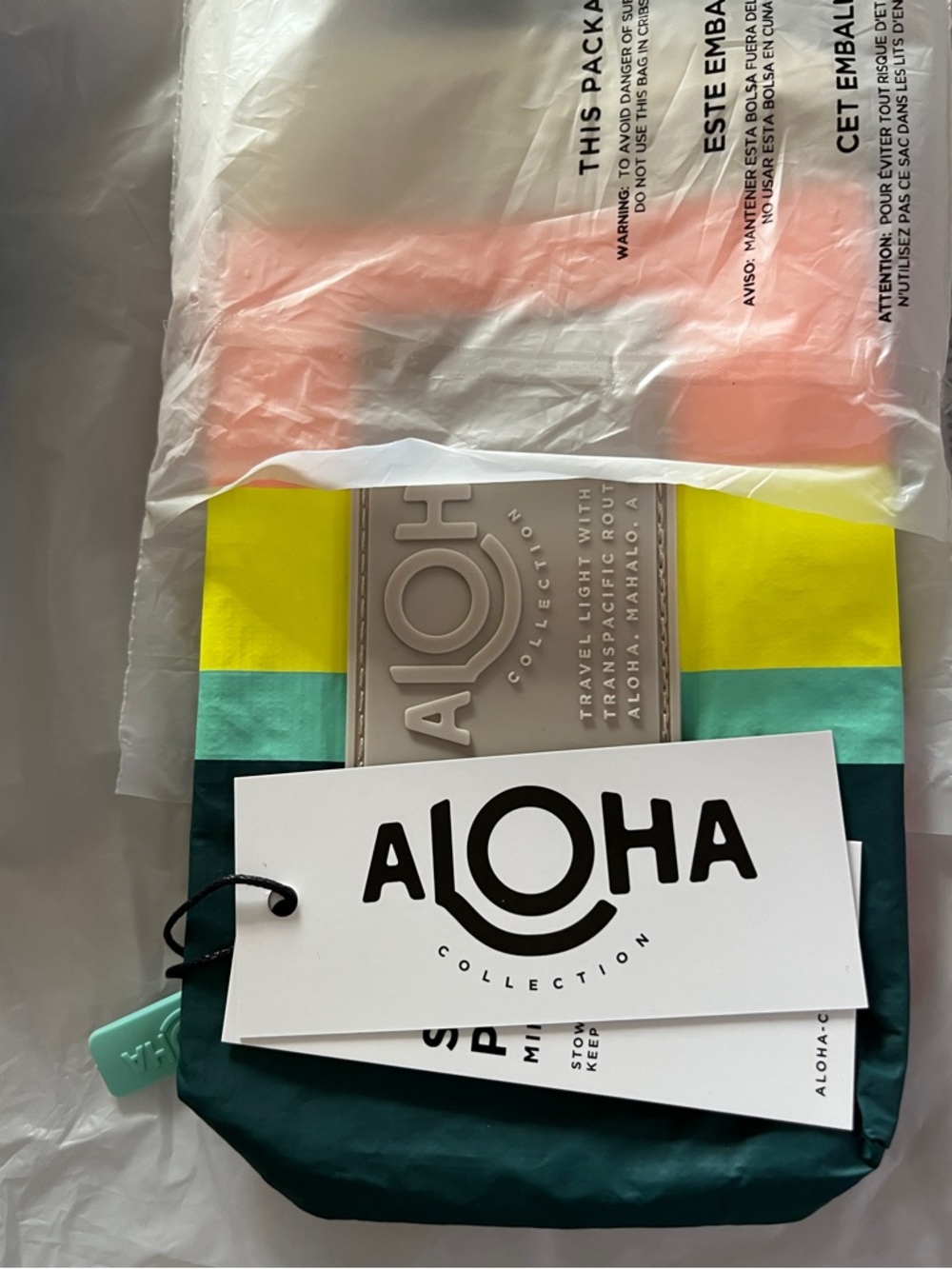ALOHA Collection Playa Stripes Dark Teal Mini Pouch - New!
